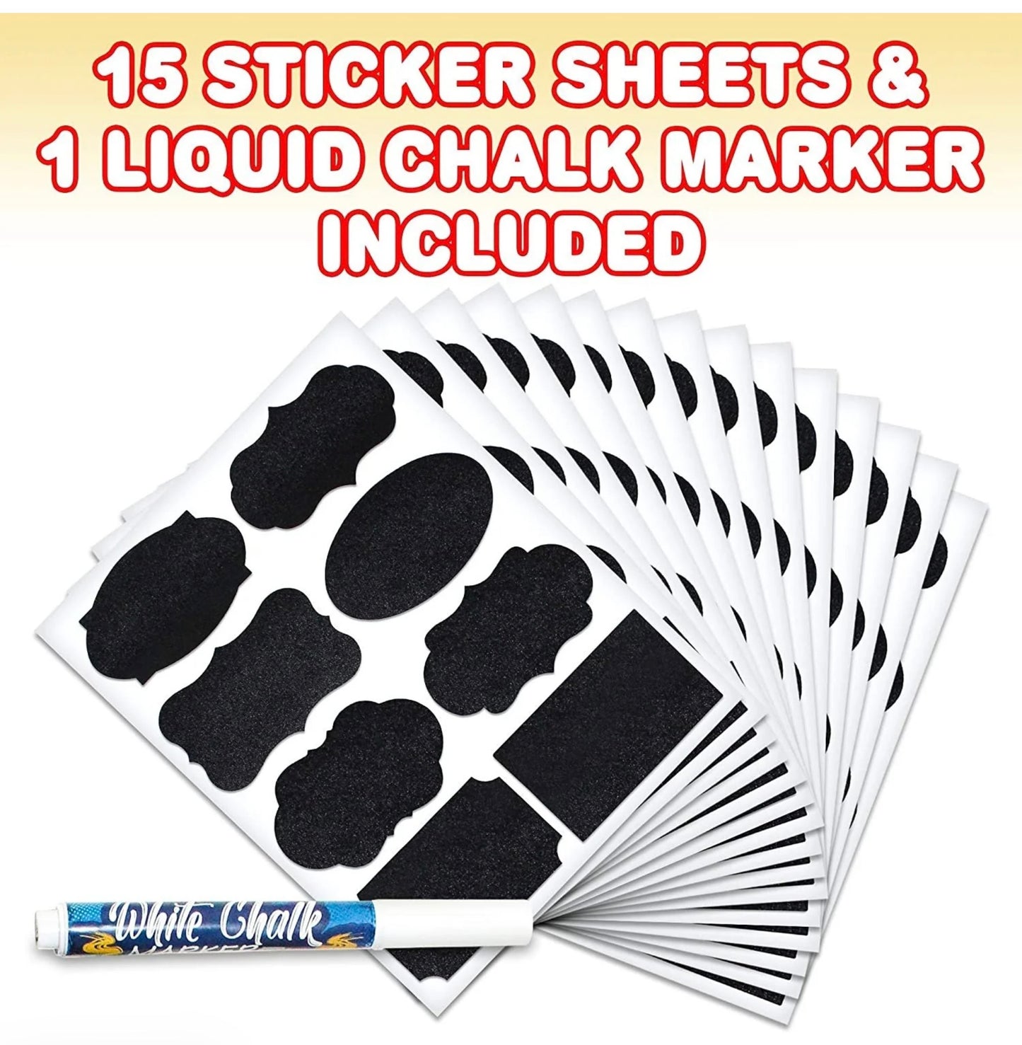 Chalkboard Stickers with Liquid Chalk Marker, 120 Stickers