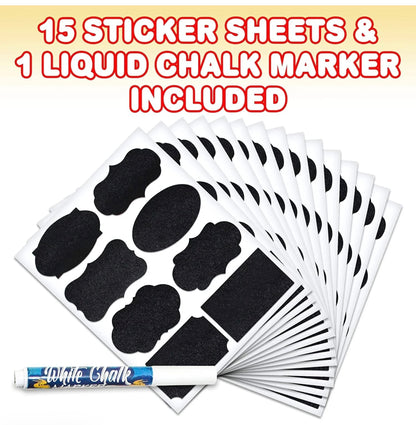Chalkboard Stickers with Liquid Chalk Marker, 120 Stickers