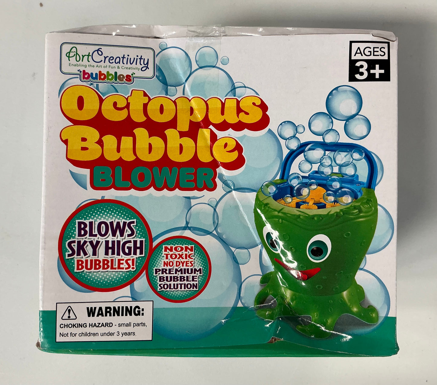 Octopus Bubble Machine, Includes 1 Bubbles Blowing Toy with Carry Handle and 1 Bottle of Solution (Batteries Not Included )- Damaged Box (see pictures)