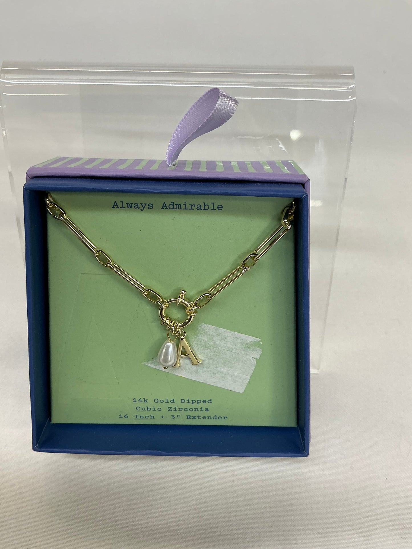 Gold Initial Necklace (AND) - Damaged Packaging (See Pictures)