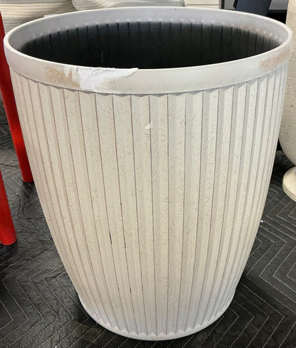 Weathered Ribbed Composite Indoor Outdoor Planter Pot - Off White - May Have Minor Cosmetic Damage (see pictures) - FOR PICKUP ONLY