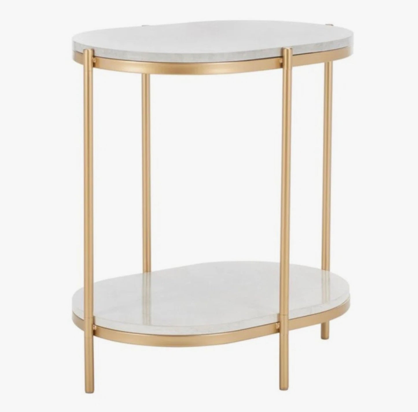 Rockport End Table - White/Gold - Minor cosmetic damage