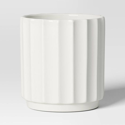 Geared Terracotta Outdoor Planter Pot White 8.11"x8.11" - Threshold™