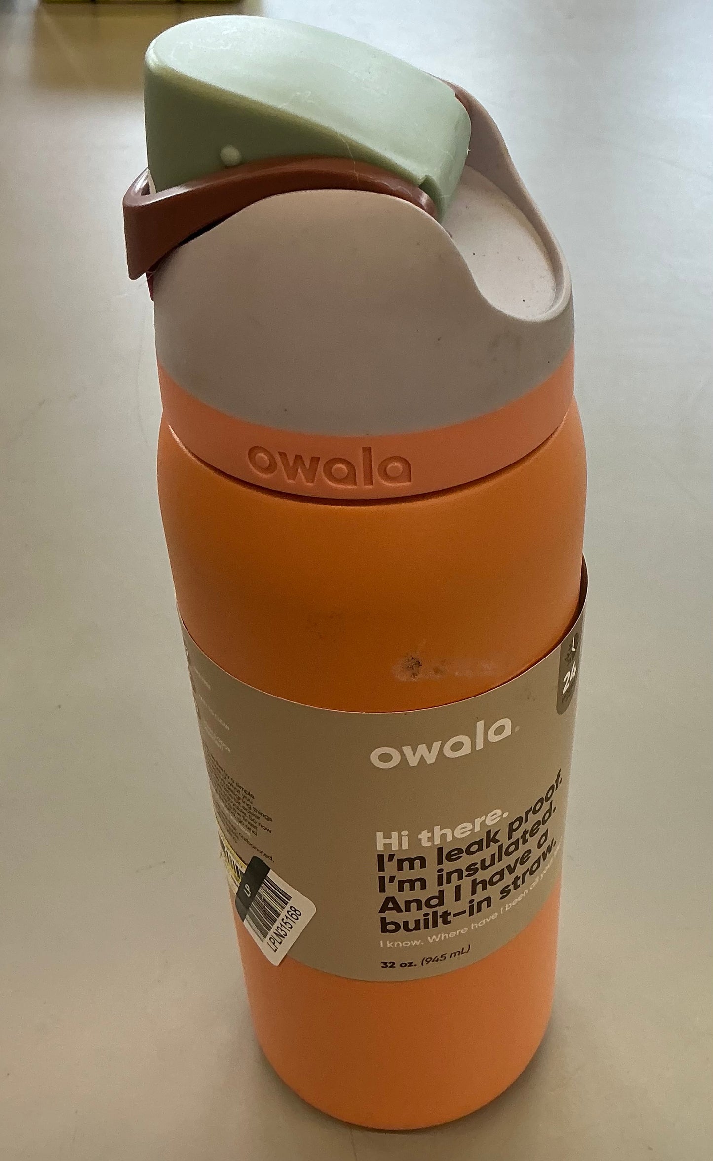 Owala 32oz FreeSip Stainless Steel Water Bottle - Minor Cosmetic Damage (see pictures) - Tops May Vary, Some May Be Missing Packaging