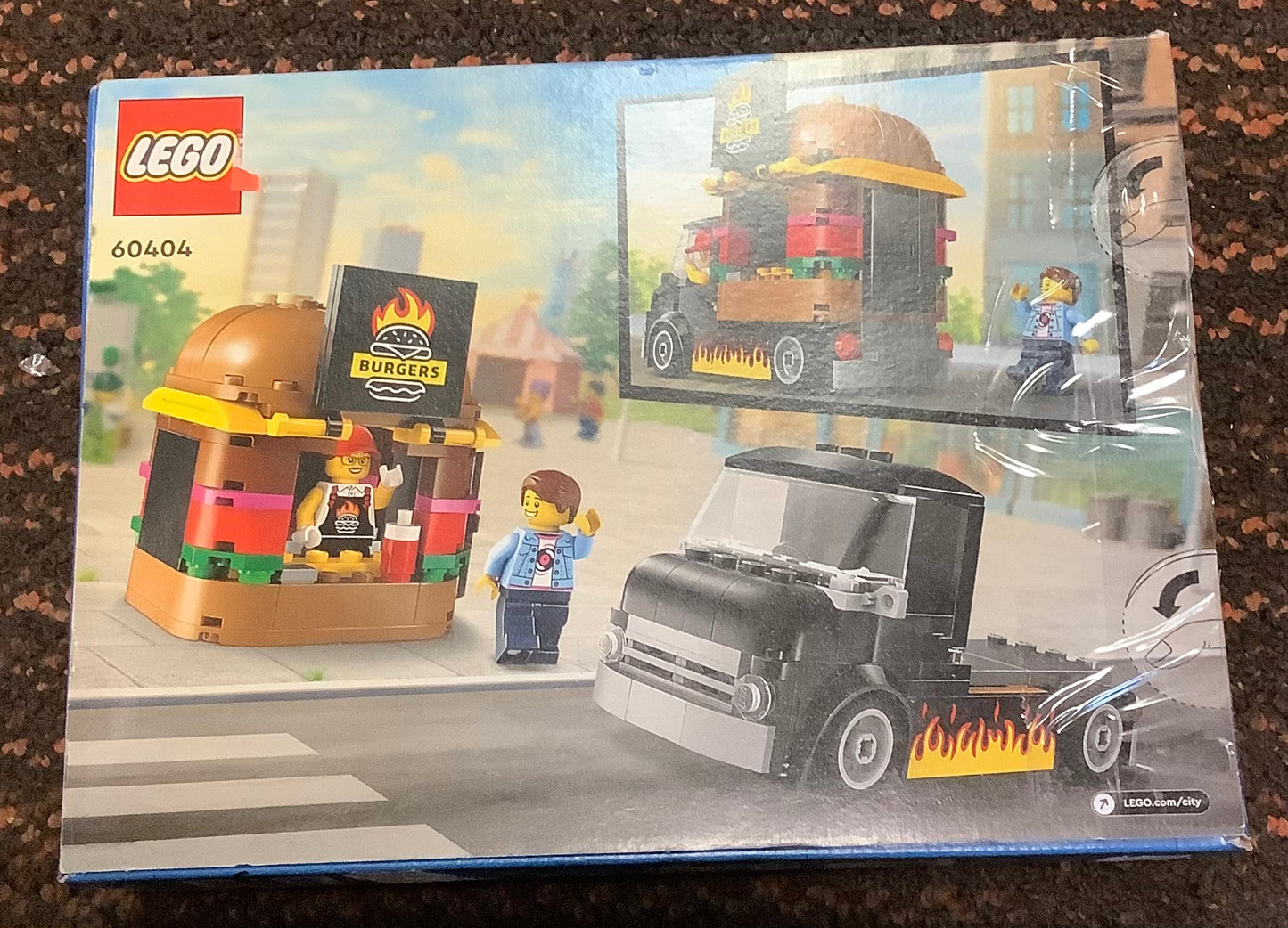 BROKEN SEAL - LEGO City Burger Truck Toy Building Set, Pretend Play Toy 60404, AS IS