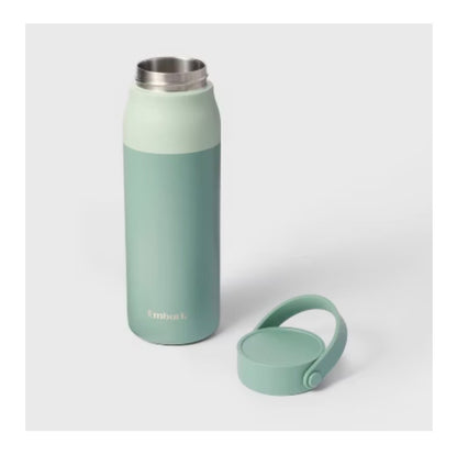 32oz Stainless Steel Hydration Water Bottle - Green - Portable Drinkware, Polypropylene Lid - MINOR COSMETIC DAMAGE