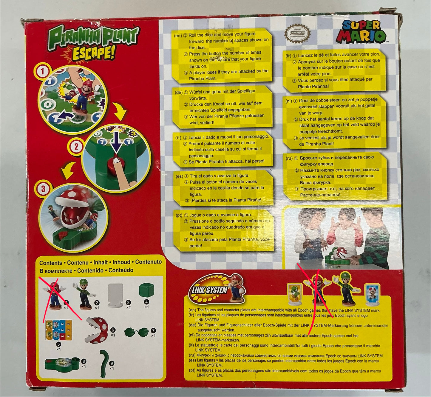 Epoch Games Super Mario Piranha Plant Escape! Game - OPEN BOX - DAMAGED BOX (Missing Mario Figure, See pictures)