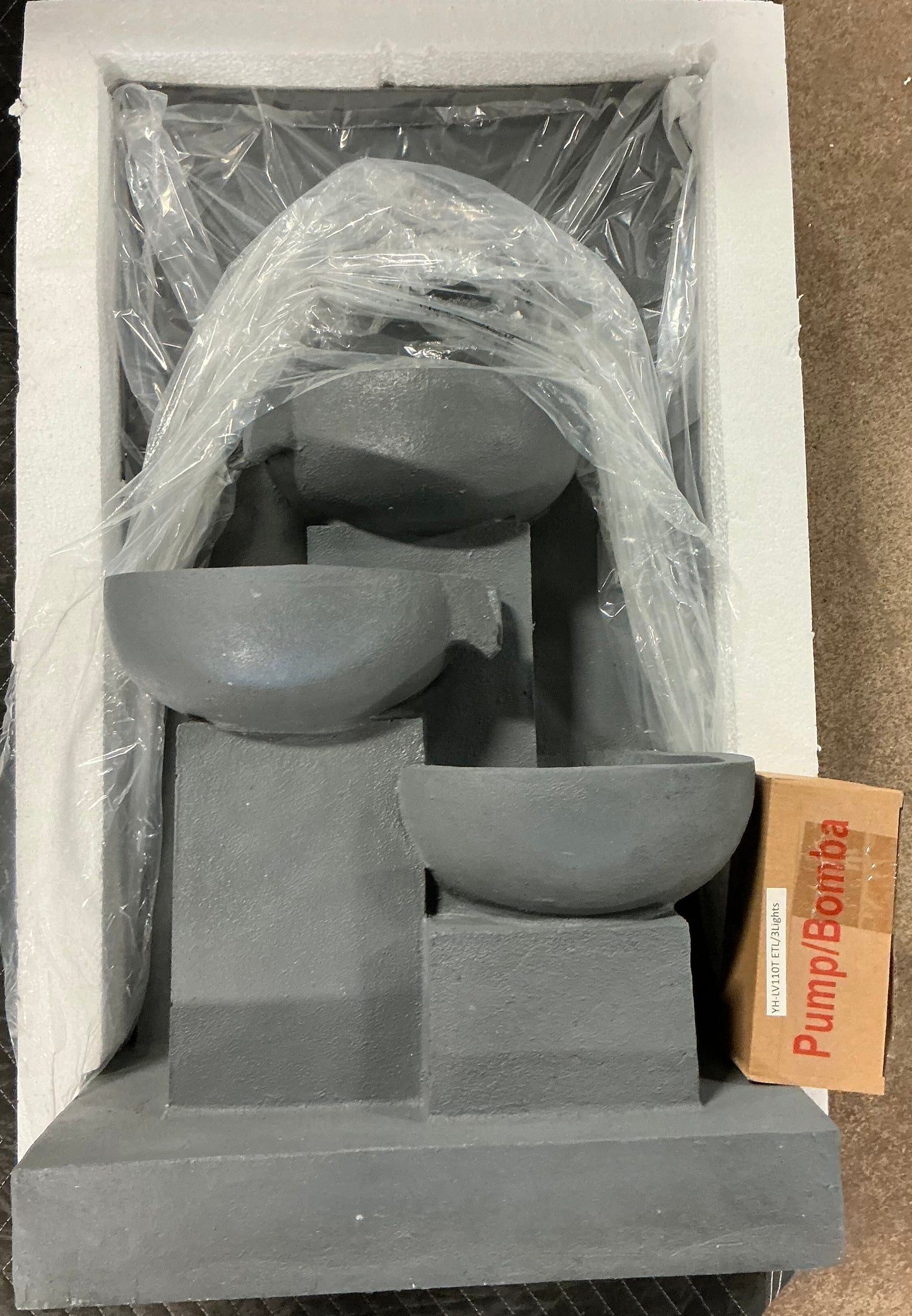 Teamson Home 29.13" Outdoor Water Fountain with Planter, LED Lights, Matte Gray - Open Box - May Have Cosmetic Damage (see pictures) - FOR PICKUP ONLY