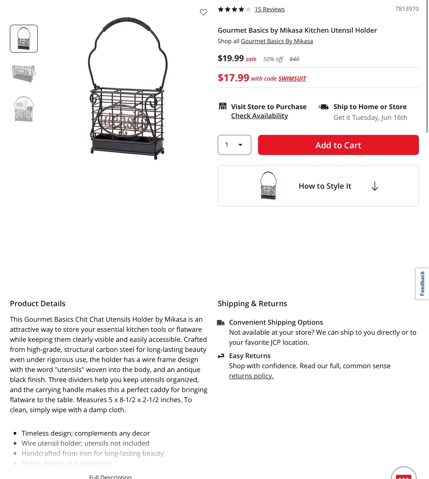Gourmet Basics by Mikasa Kitchen Utensil Holder
