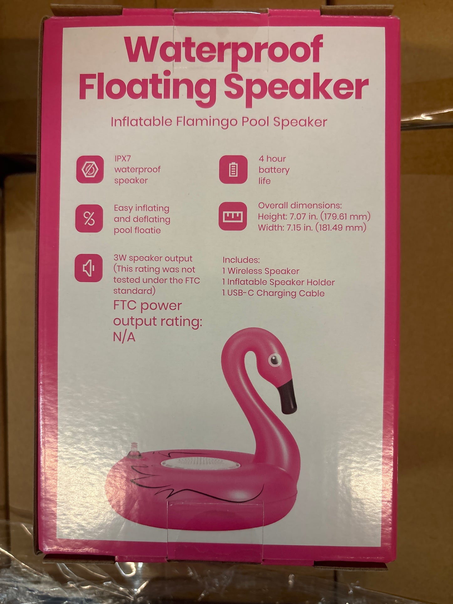 CASE PACK - Waterproof Floating Speaker - Inflatable Flamingo - 4pk
