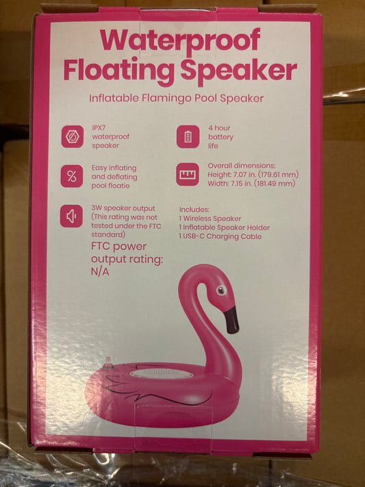 CASE PACK - Waterproof Floating Speaker - Inflatable Flamingo - 4pk