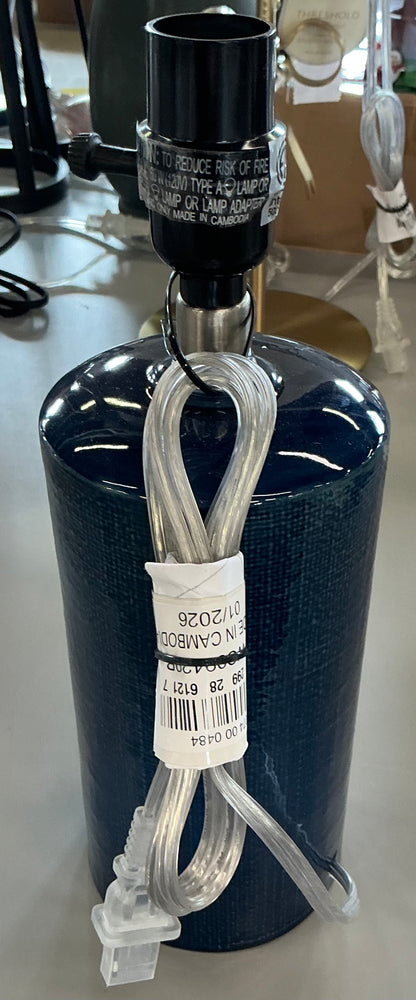 Small Linen Lamp - Blue - Threshold™: Drum Style for Home Office, No Assembly Required - Missing Shade - Out of Box (see pictures) - FOR PICKUP ONLY