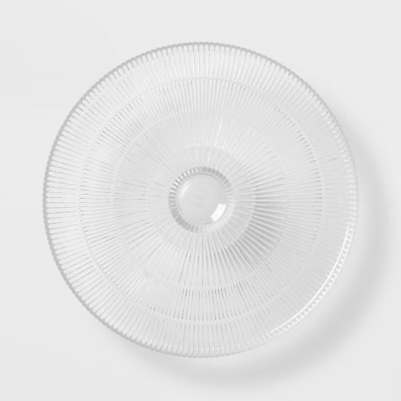 Ribbed Large Glass Cake Stand Clear - Threshold™: Handcrafted Round Dessert & Serving Stand, Dishwasher-Safe - Minor Cosmetic Damage (see pictures) - FOR PICKUP ONLY