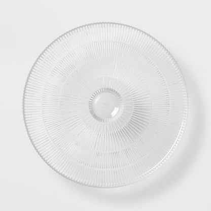 Ribbed Large Glass Cake Stand Clear - Threshold™: Handcrafted Round Dessert & Serving Stand, Dishwasher-Safe - Minor Cosmetic Damage (see pictures) - FOR PICKUP ONLY