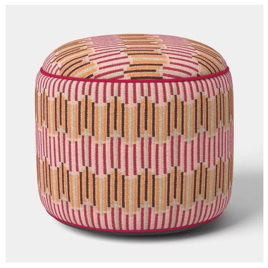 14"x20" Wavy Stripe Round Pouf Warm - Out of Package (see pictures)