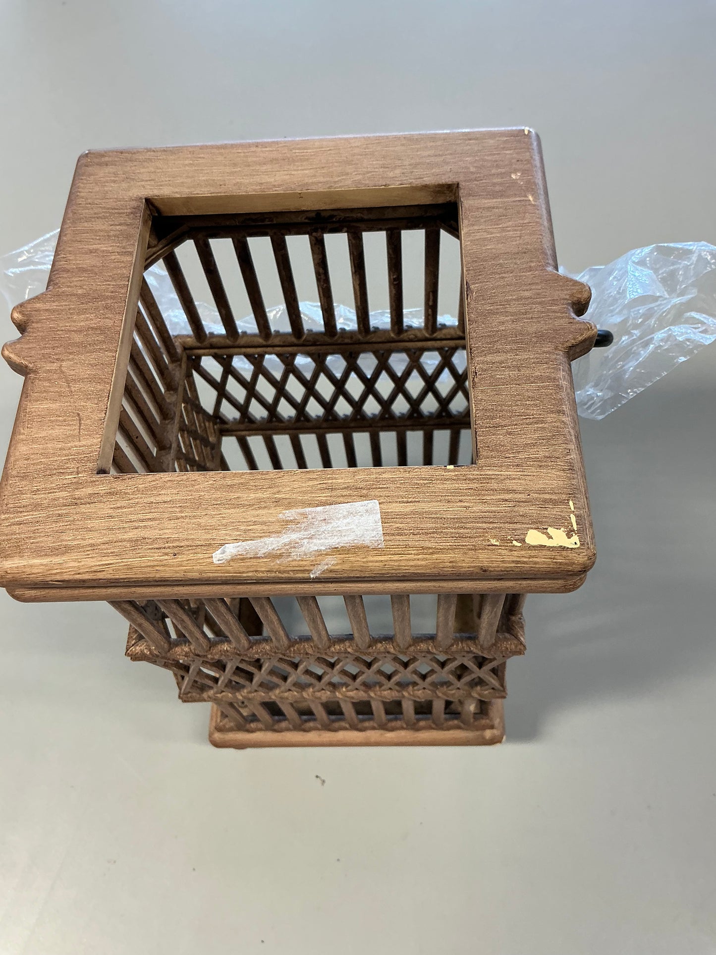 Open Weave Battery/Solar LED Small Outdoor Lantern Beige - Threshold™ - MISSING LED SOLAR LAMP (see pictures) - May Have Minor Shipping Damage