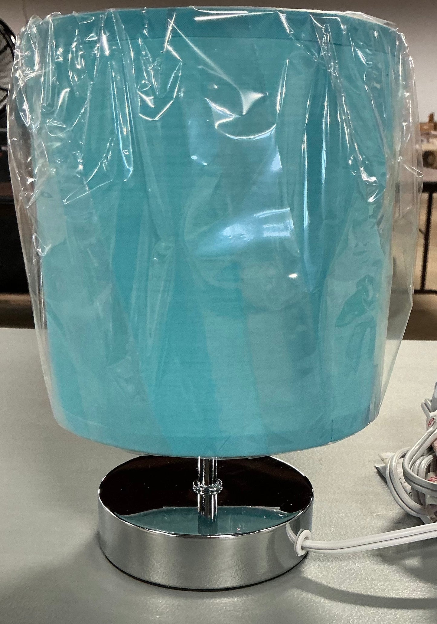 Chrome Mini Table Lamp - Blue - Out of Box