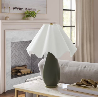 Wavy Shade Collection with Ceramic Base Table Lamp - Green - Threshold™ - MISSING SHADE (see pictures) - Minor Cosmetic Damage from Shipping