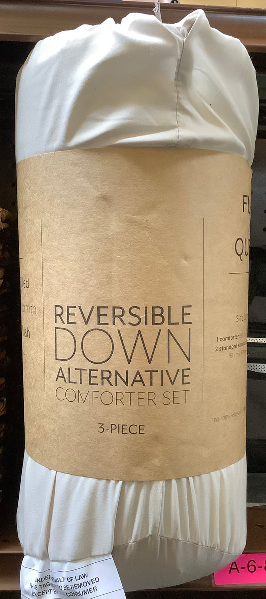 FULL/QUEEN Home Collection Premium Down-Alternative Reversible Comforter Set-Natural