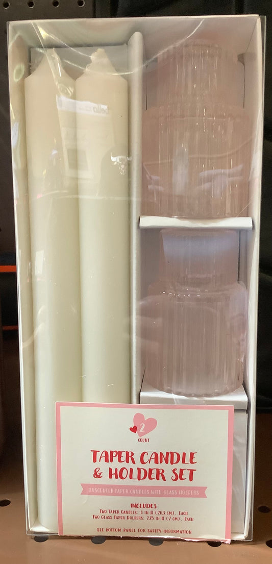 Taper Candle & Holder Set
