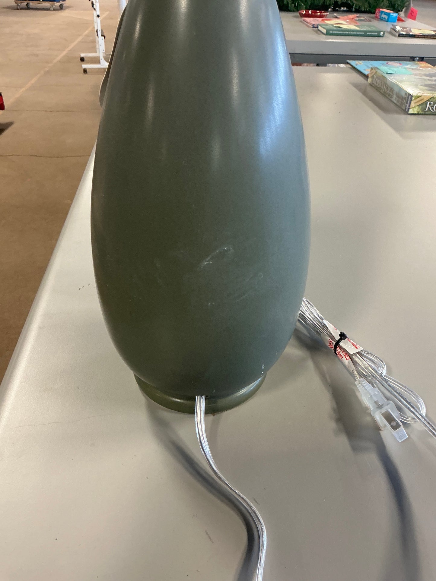 Wavy Shade Collection with Ceramic Base Table Lamp - Green - Threshold™ - MISSING SHADE (see pictures) - Minor Cosmetic Damage from Shipping
