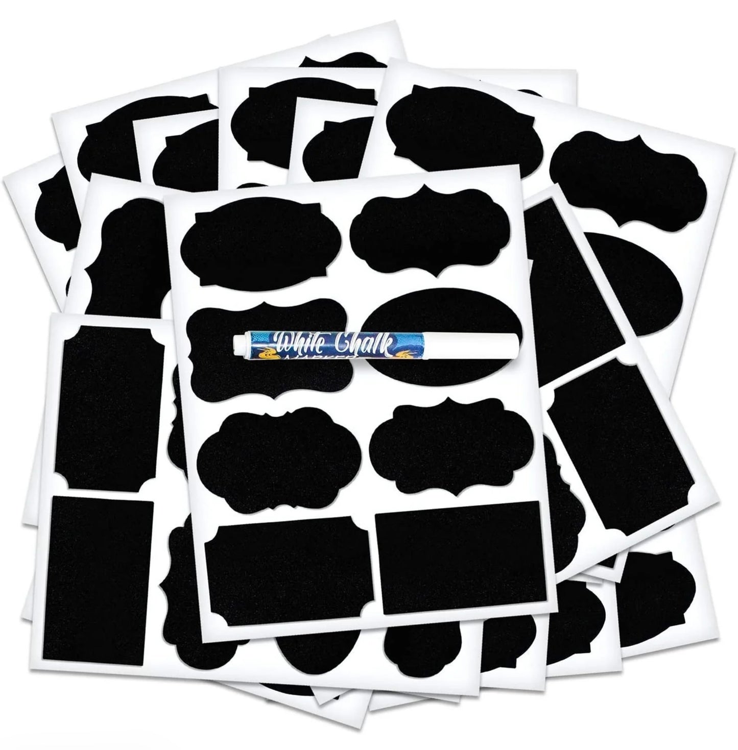 Chalkboard Stickers with Liquid Chalk Marker, 120 Stickers