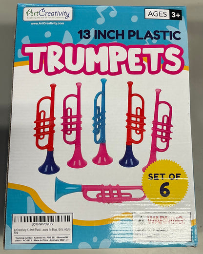 ArtCreativity 13" Plastic Trumpets – Set of 6
