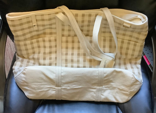 Canvas Cargo Tote Bag - Gingham Cream:
Double Strap, Recycled Cotton, Softside