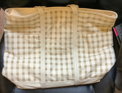 Canvas Cargo Tote Bag - Gingham Cream:
Double Strap, Recycled Cotton, Softside