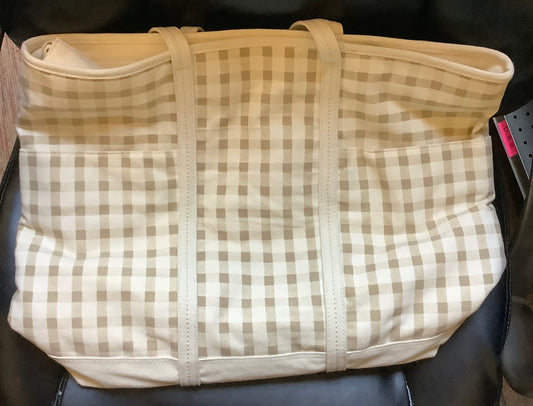 Canvas Cargo Tote Bag - Gingham Cream:
Double Strap, Recycled Cotton, Softside