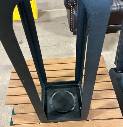 29.4"x9" Pillar Cast Aluminum Outdoor Lantern Candle Holder - Black - Minor Cosmetic Damage - Missing Handle (see pictures) - FOR PICKUP ONLY