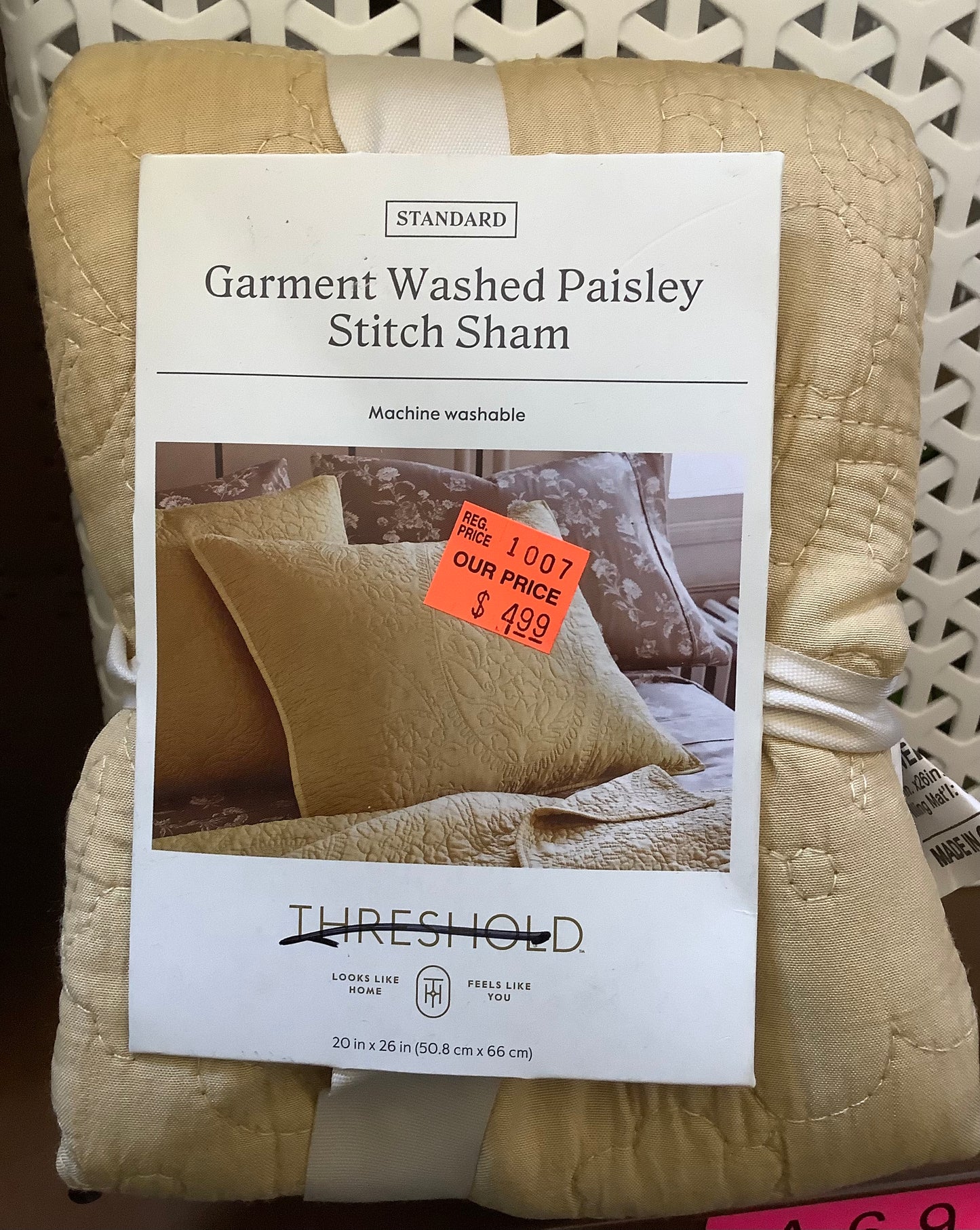 STANDARD GARMENT WASHED PAISLEY STITCH SHAM