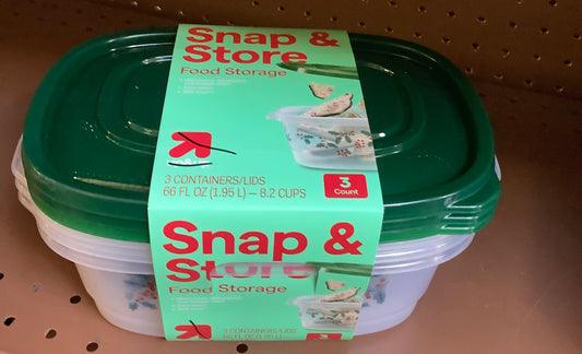 Holiday Large Rectangle Food Storage Containers - 66oz/3ct -