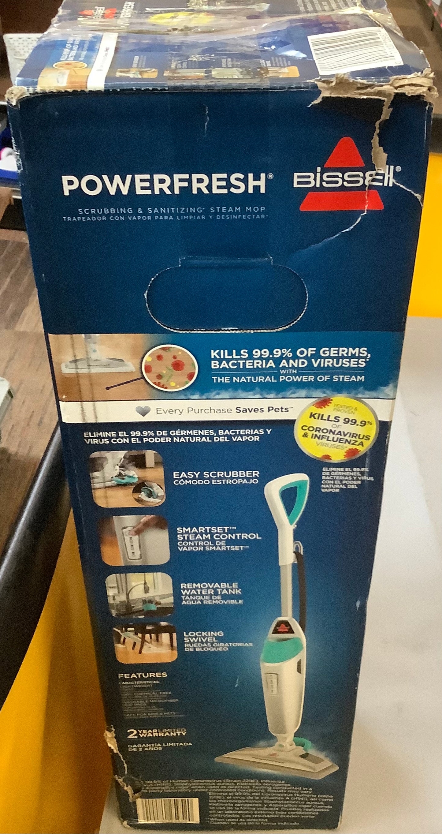 BISSELL Power Fresh Pet Steam Mop Hard Floor Steam Cleaner 12" Cleaning Path White: Electric Floor Steamer, 2
Pads, 3 Steam Settings