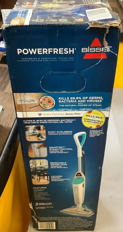BISSELL Power Fresh Pet Steam Mop Hard Floor Steam Cleaner 12" Cleaning Path White: Electric Floor Steamer, 2
Pads, 3 Steam Settings