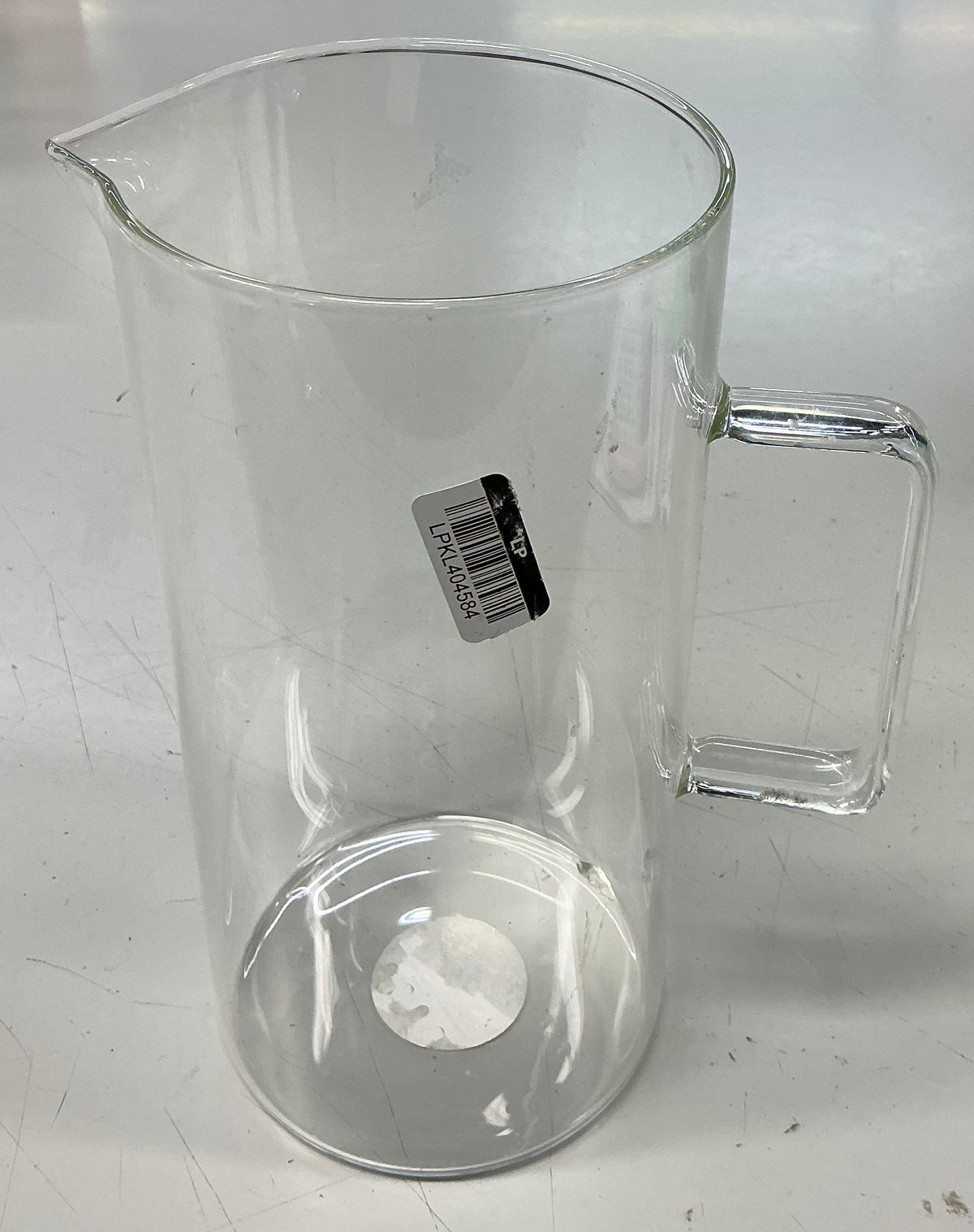 THRIFTY 70 - 84.5 fl oz Glass Beverage Pitcher - MISSING Wood Lid (see pictures )- Threshold™: Dishwasher-Safe, Cadmium-Free, Cold Drink Server Open Box - USED (See Pictures)- FINAL SALE- NO RETURNS - AS IS