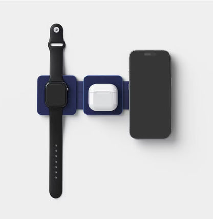 Qi2 Wireless 3-in-1 Folding Charging Pad - Future Dusk - Dark Blue - OPEN BOX (see pictures)