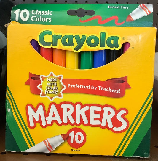 Crayola Markers Broad Line 10ct Classic: Non-Toxic Artist
Markers for Kids, Multicolored School Supplies