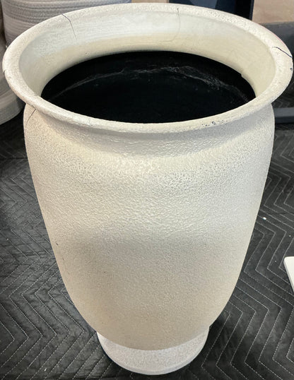 Large Plastic Outdoor Planter Pot - Cream - 12"x12" - Minor Cosmetic Damage - Some cracks on planter opening (see pictures) - FOR PICKUP ONLY