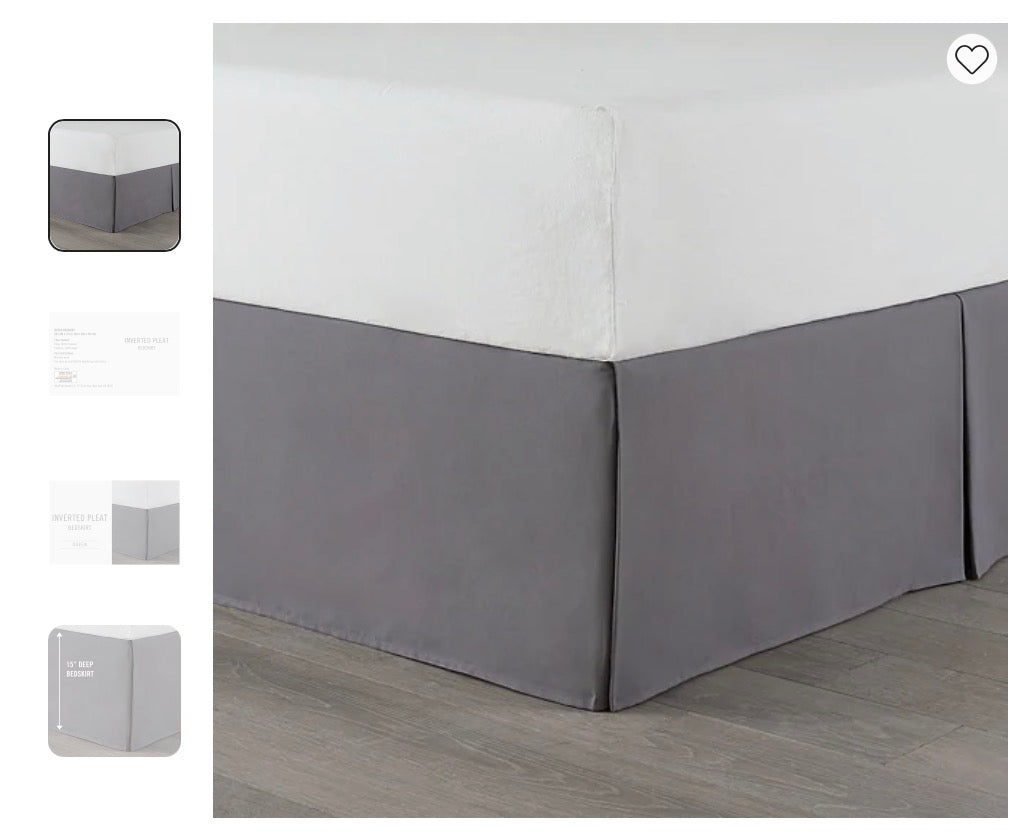 Martex Inverted Pleaded Bedskirt - King - Grey