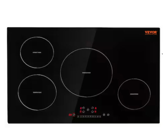 30.3 x 20.5 in. Built-in Induction Electric Cooktop in Black Stove Top with 4 Modular Burners Ceramic Glass