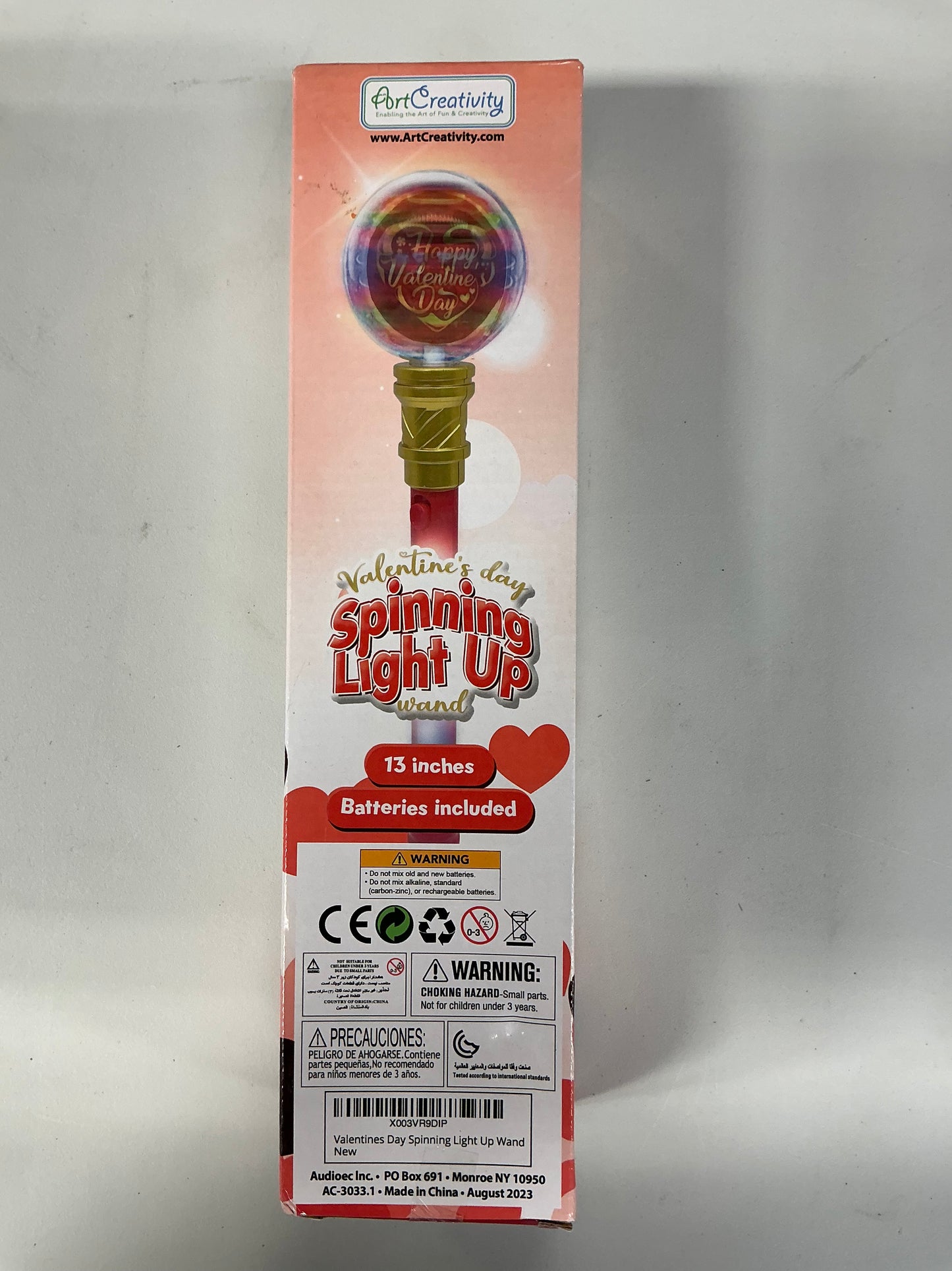 Valentines Day Light Up Wand - 13 Inch Light Wand with 16 LEDs, Light Spinner and Light Patterns