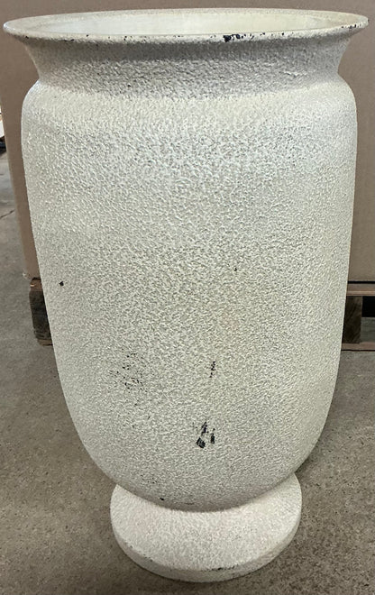 Large Plastic Outdoor Planter Pot - Cream - 12"x12" - Minor Cosmetic Damage - Some cracks on planter opening (see pictures) - FOR PICKUP ONLY