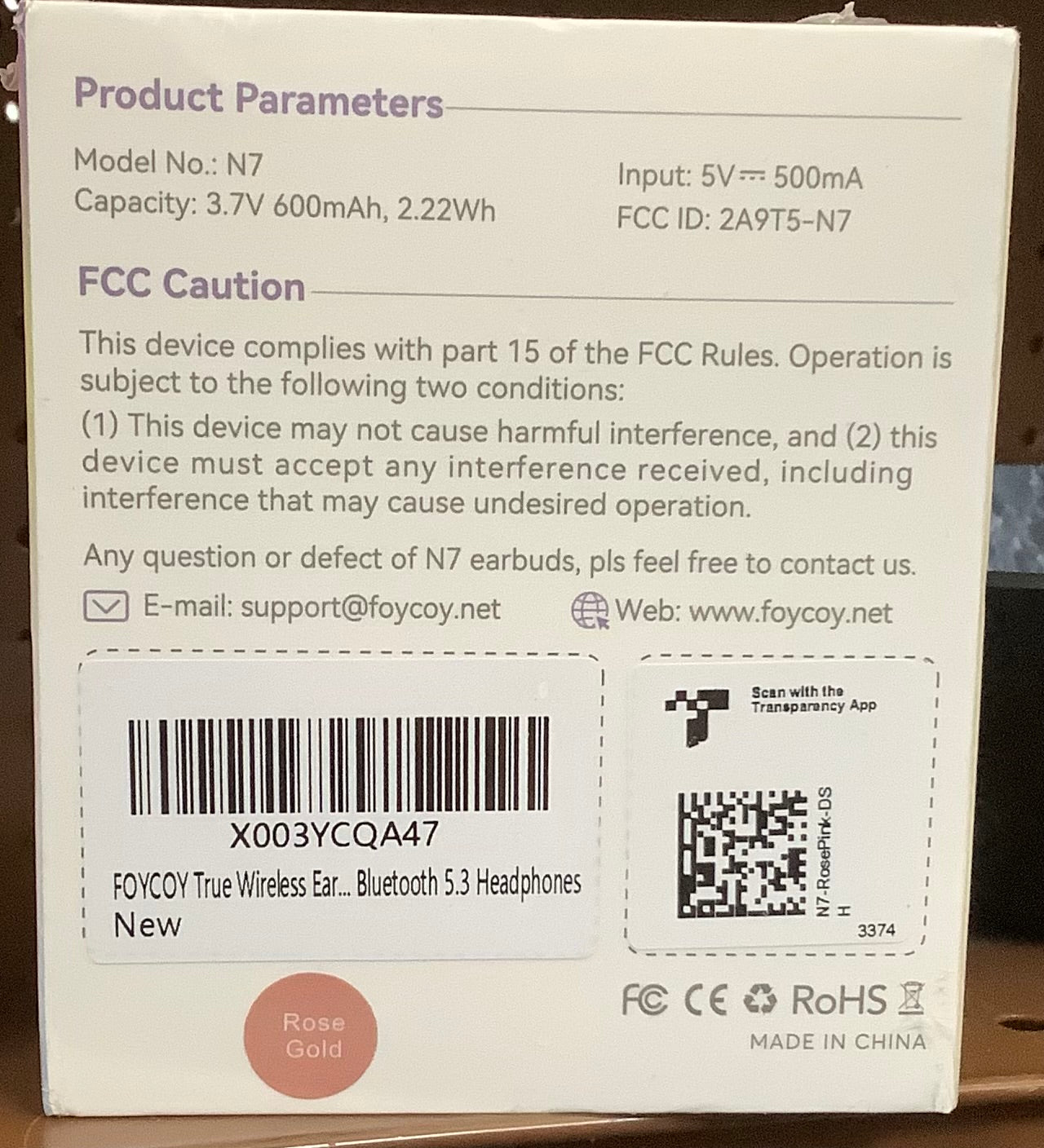 Foycoy N7 White Noise Cancellation True Wireless
Cancellation True Wireless Headset