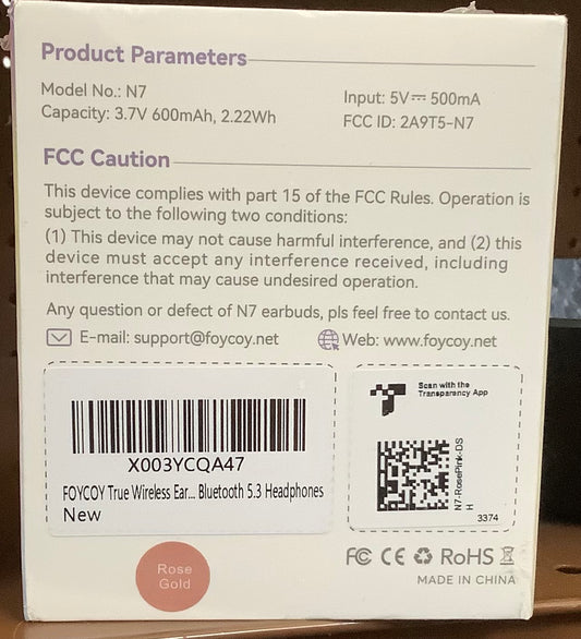 Foycoy N7 White Noise Cancellation True Wireless
Cancellation True Wireless Headset