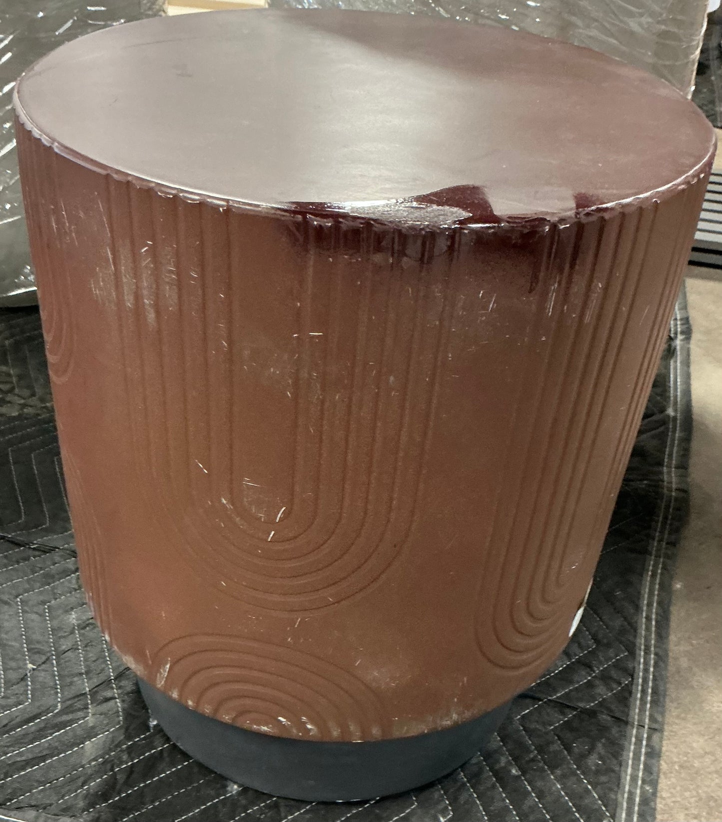 THRIFTY 70 - Geometric Terrafab Side Table - Brown - Open Box - USED/DAMAGED (See Pictures)- FINAL SALE- NO RETURNS - AS IS - FOR PICKUP ONLY