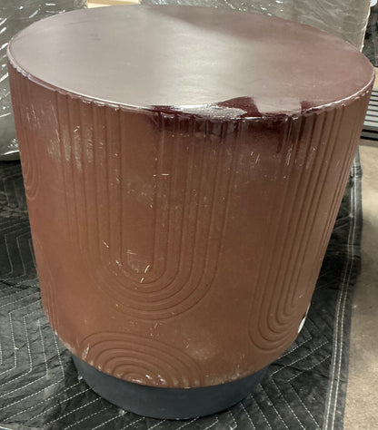 THRIFTY 70 - Geometric Terrafab Side Table - Brown - Open Box - USED/DAMAGED (See Pictures)- FINAL SALE- NO RETURNS - AS IS - FOR PICKUP ONLY