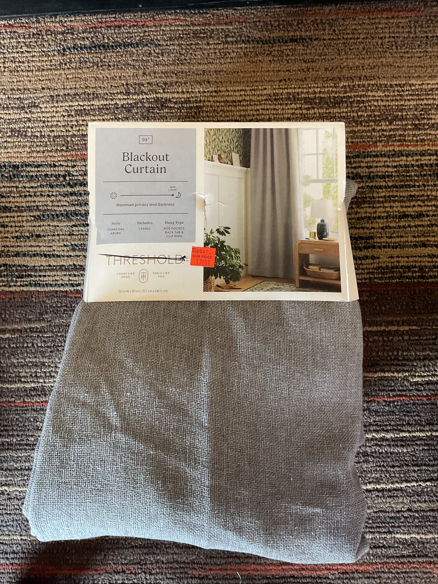 95” Grey Blackout Curtain 1 Panel