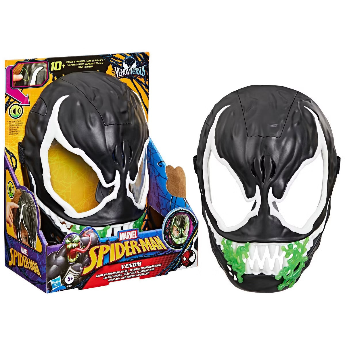 Marvel Spider-Man Venom vs Venum Glow-In-The-Dark Mask, Halloween Costume - Minor Damage to Packaging (see pictures)