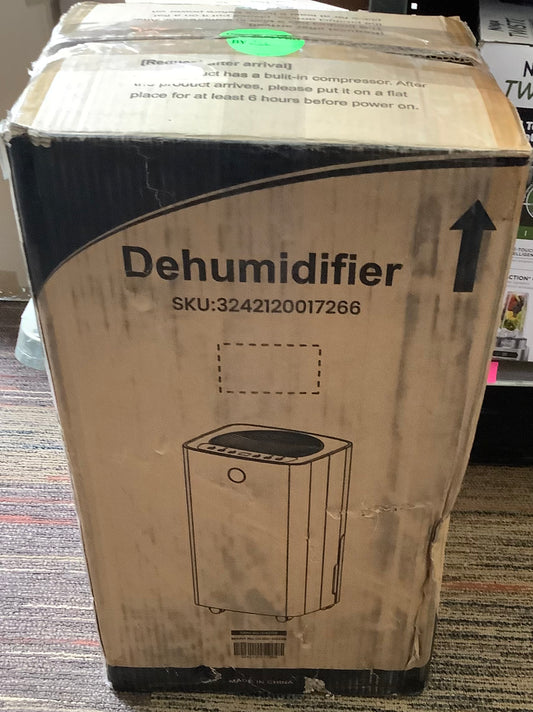 Portable Dehumidifier for Home & Basement, High-Efficiency Quiet Air Dryer with 12-Hour Timer, Auto and Manual Drain, White